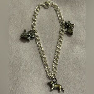 Adorable 3 Dog Silver Charm Bracelet